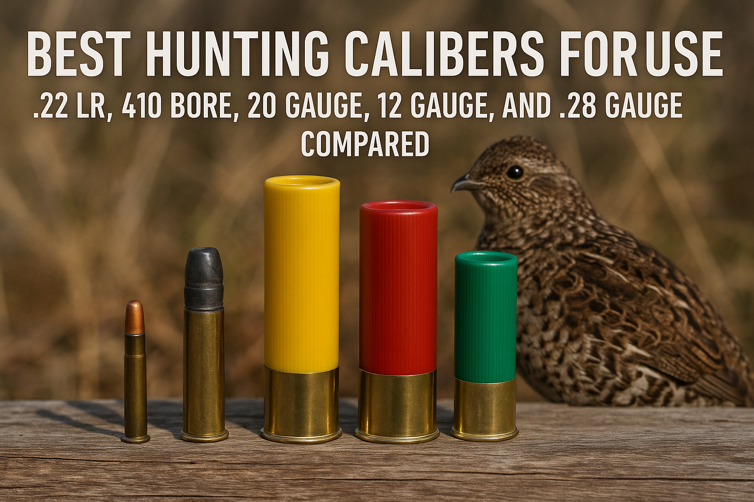 Best Hunting Calibers for Grouse: .22 LR, .410 Bore, 20 Gauge, 12 Gauge, and .28 Gauge Compared