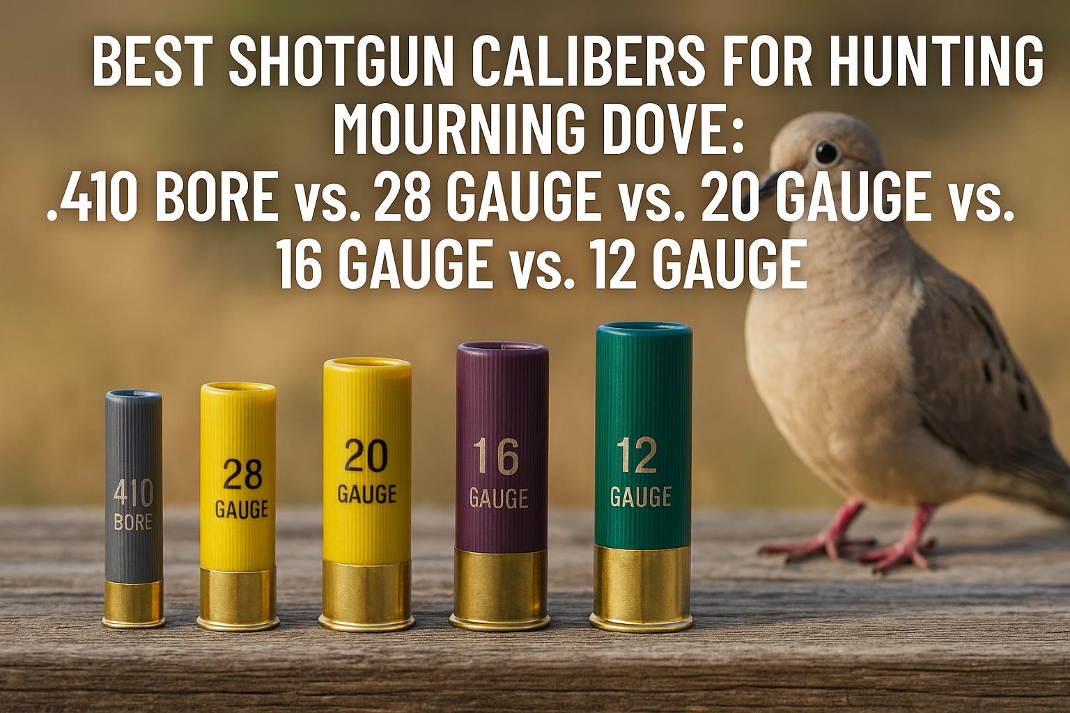 Best Shotgun Calibers for Hunting Mourning Dove: .410 Bore vs. 28 Gauge vs. 20 Gauge vs. 16 Gauge vs. 12 Gauge