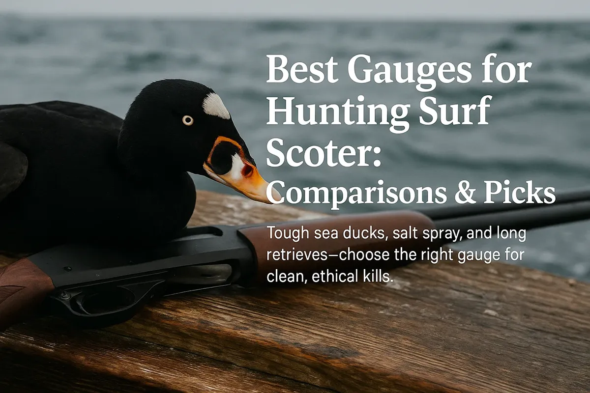 Sea duck (surf scoter) hunting shotgun and shells on a boat deck