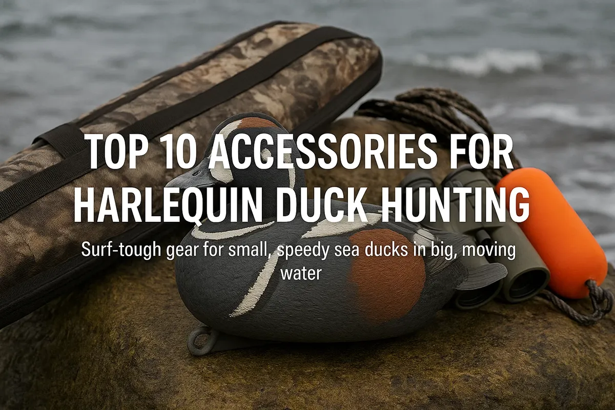 Sea-duck rig set for harlequin ducks on rocky coastline