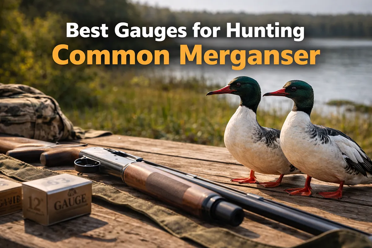 Common merganser (sawbilled duck) flying low over open water