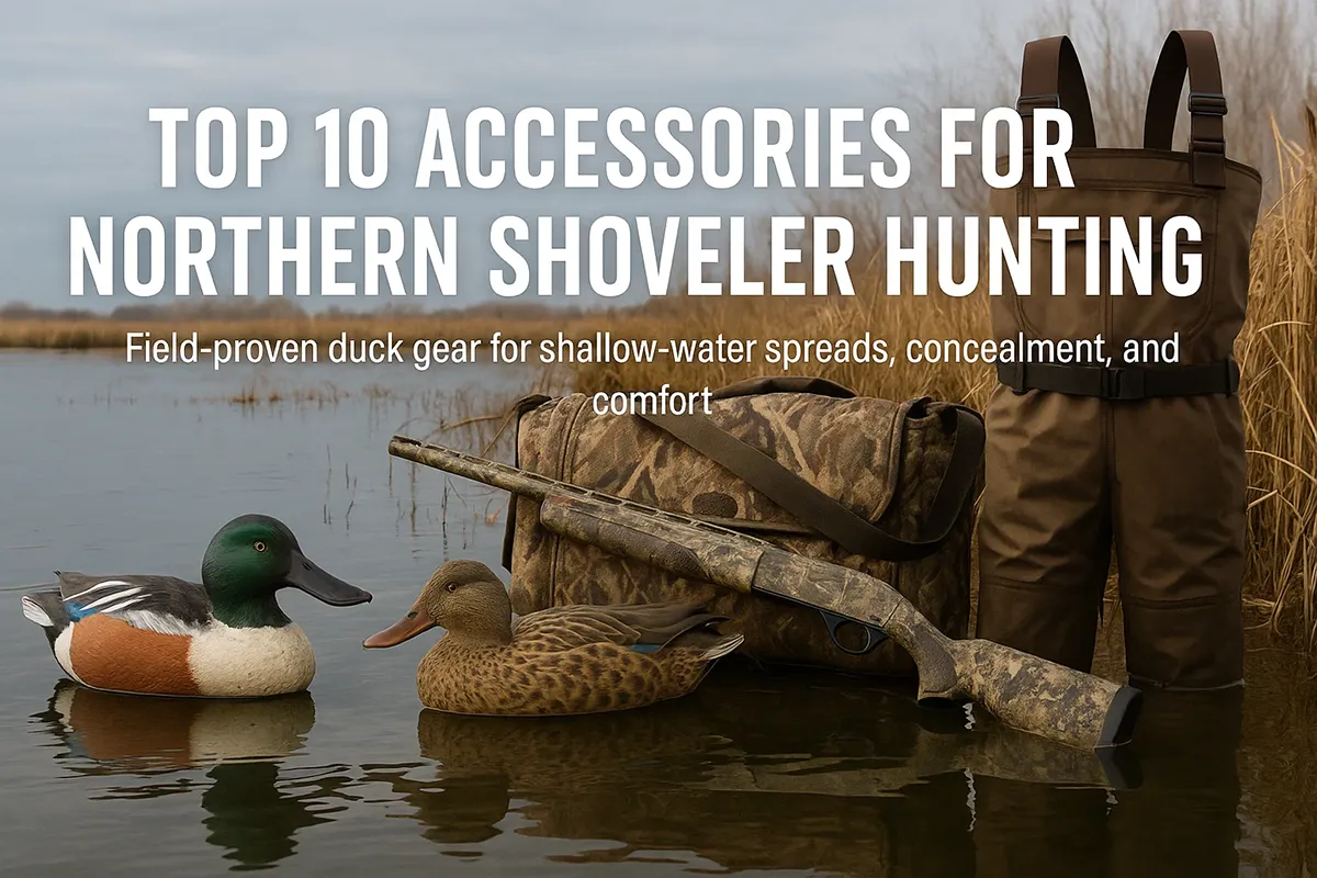 Northern shoveler drake cupped over a spread of puddle-duck decoys at sunrise