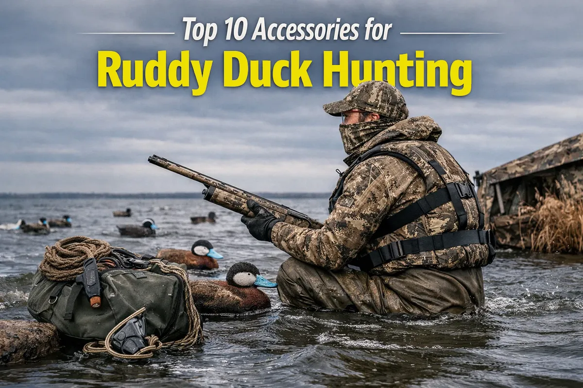 Ruddy duck hunting gear laid out for an open-water waterfowl hunt