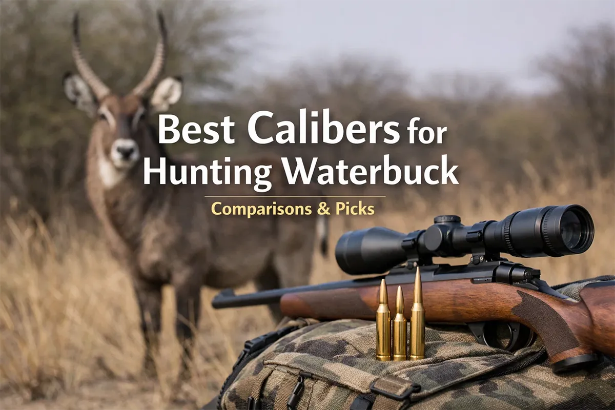 Waterbuck bull in African savanna