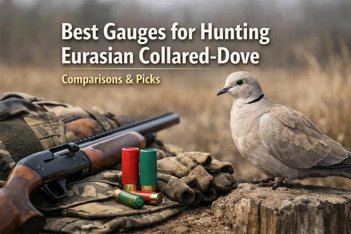 Eurasian collared-dove hunting in an open field with a shotgun setup