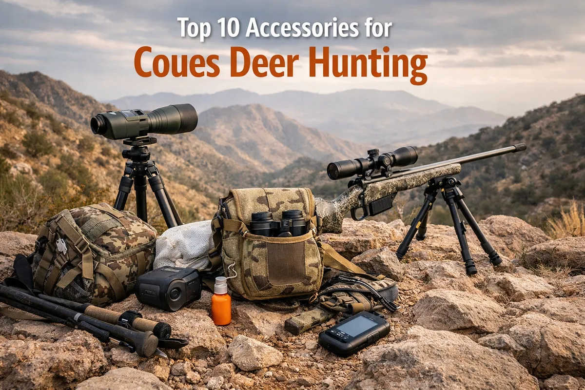 Coues whitetail deer hunt gear laid out for a desert mountain hunt