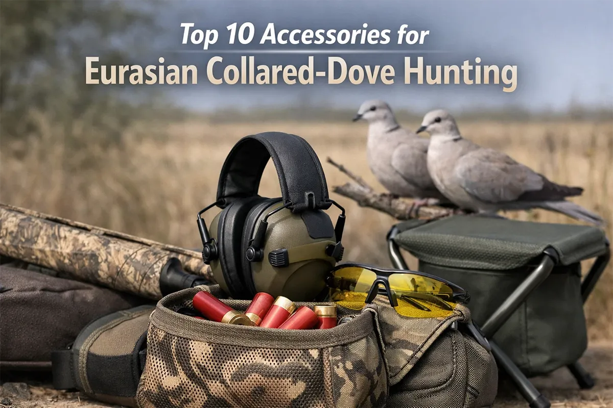 Essential Eurasian collared-dove hunting accessories packed for a field hunt