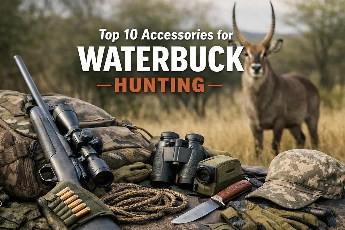 Waterbuck bull standing near riverine cover at first light