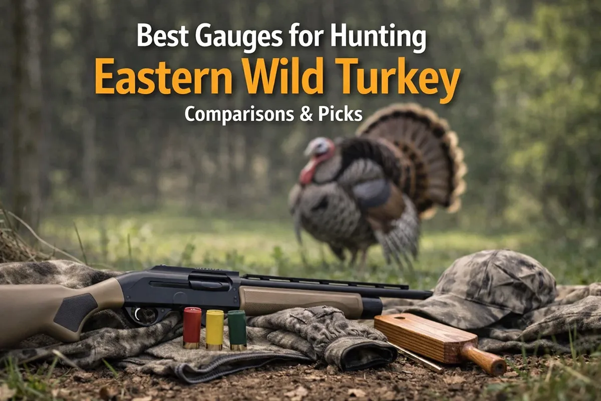 Eastern wild turkey hunting gauge comparison including 12 gauge, 20 gauge, 10 gauge, 28 gauge, and .410 bore