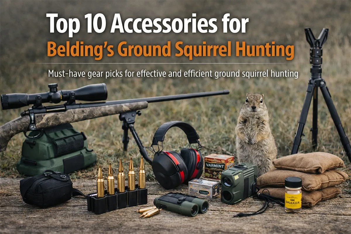 Rifle and field gear for Belding’s ground squirrel hunting in open meadow country
