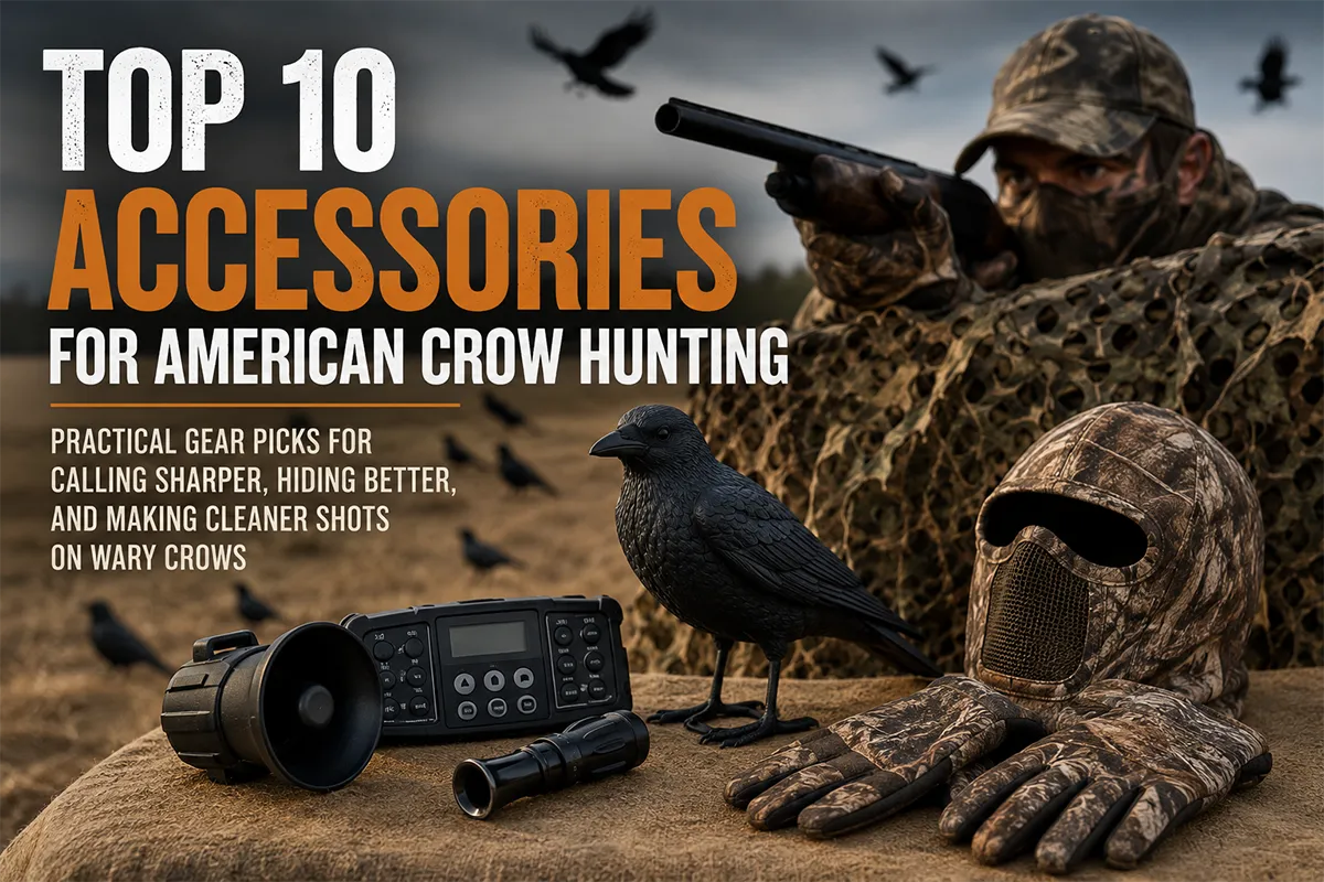 American crow hunting accessories including calls decoys camo and shotgun gear