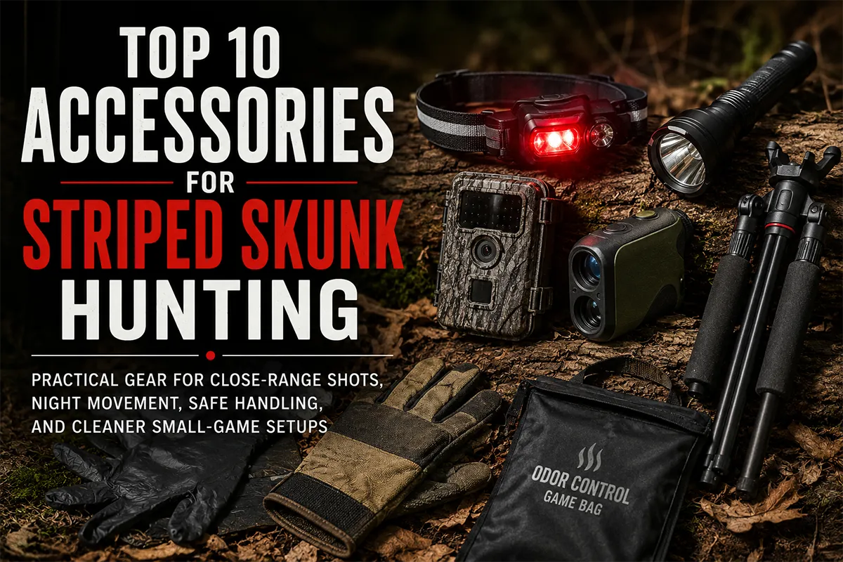 Striped skunk hunting accessories for small game and varmint setups