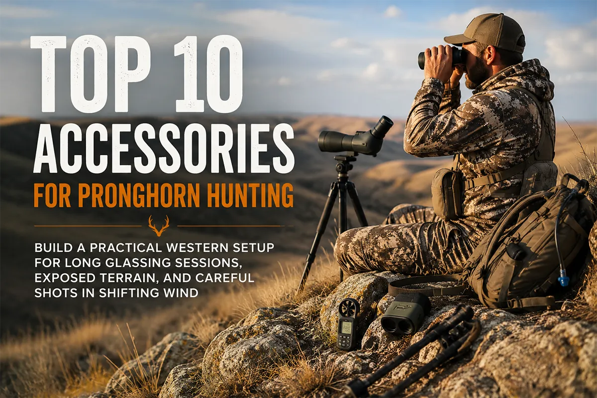 Pronghorn hunter glassing open western grassland