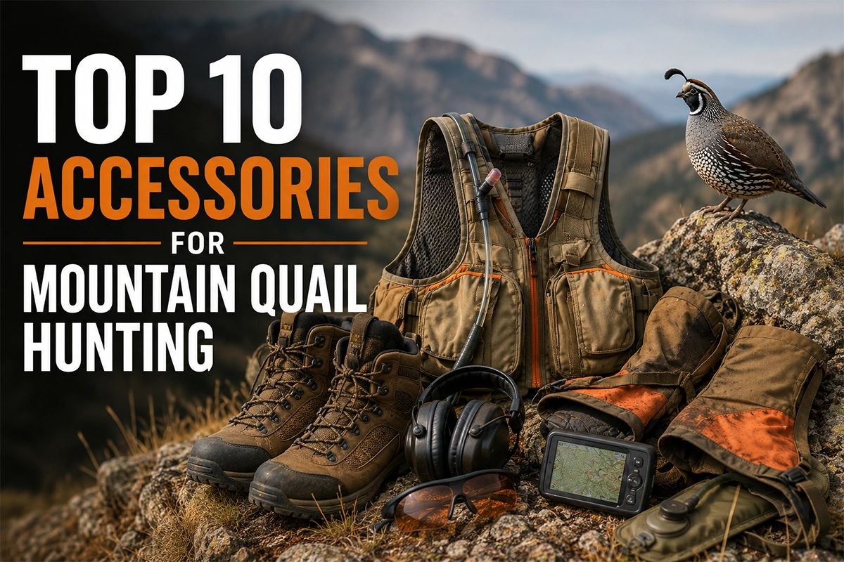 Mountain quail hunting accessories for steep brushy upland terrain