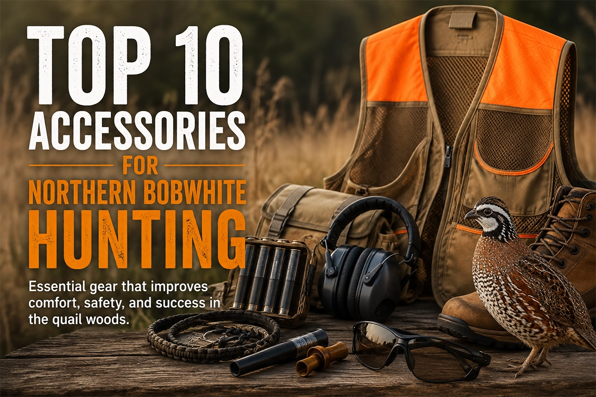 Northern bobwhite hunting accessories arranged for an upland bird hunt