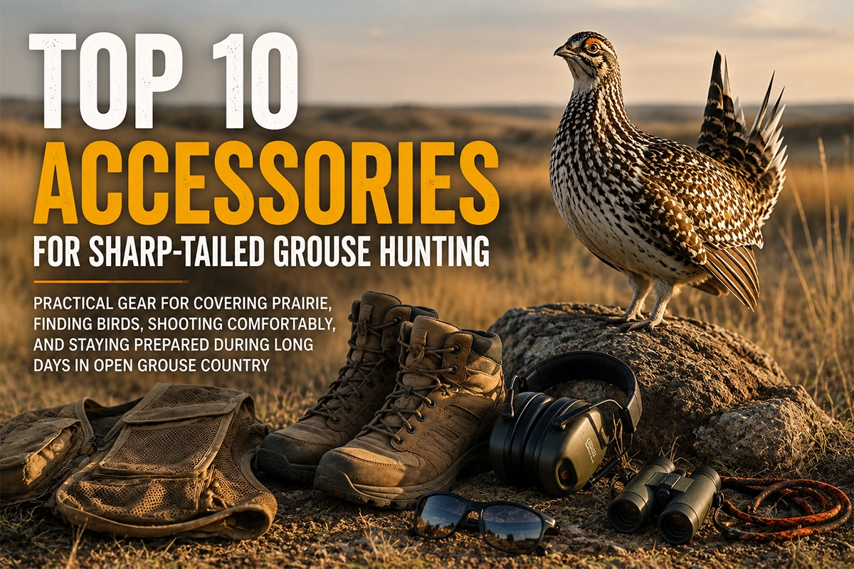 Sharp-tailed Grouse hunter walking open prairie with upland hunting gear