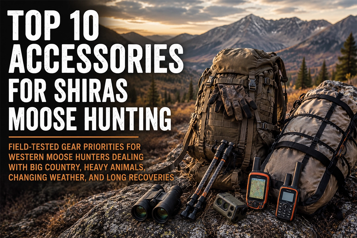 Shiras moose hunting gear laid out for a western mountain hunt
