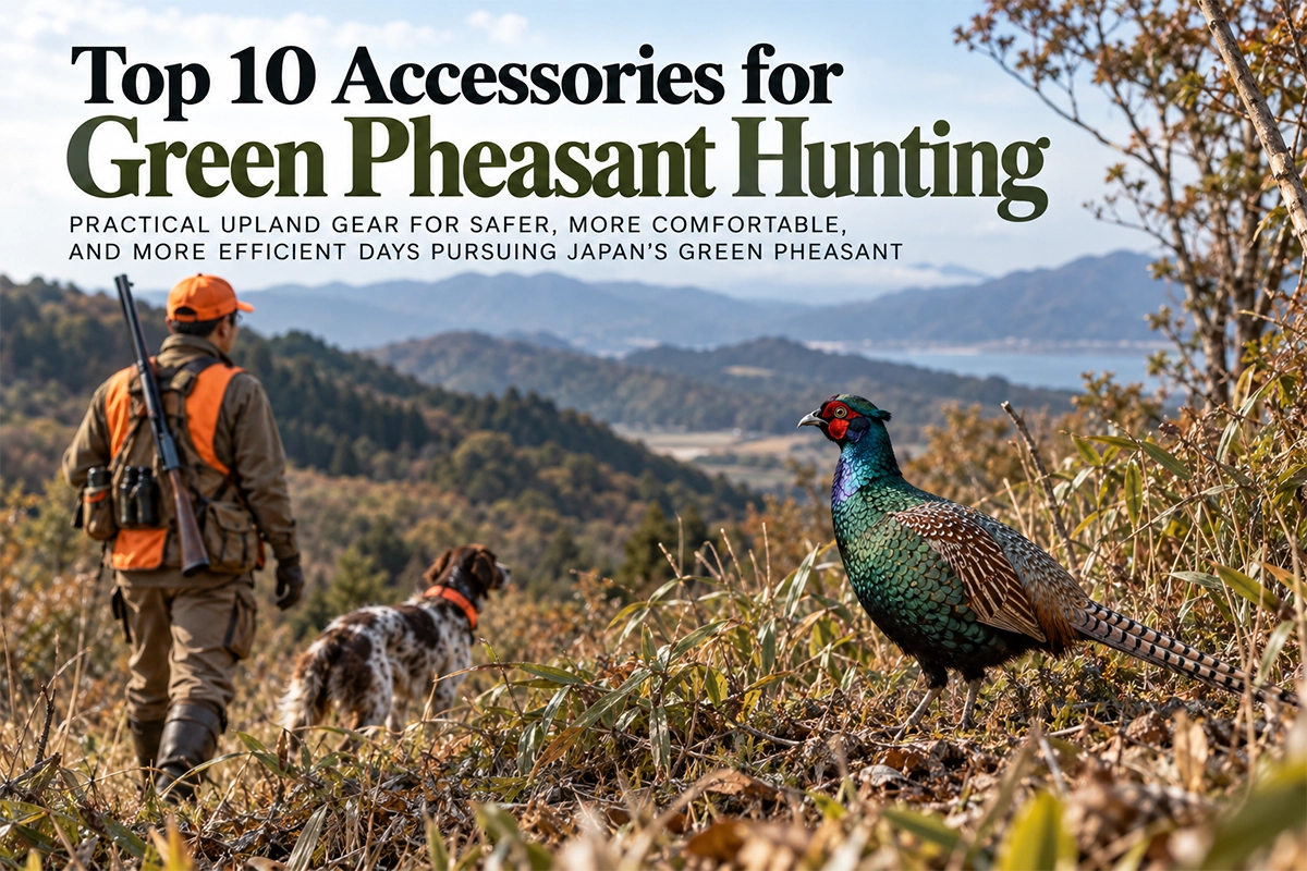 Green pheasant hunting accessories for upland fields, grassland, and agricultural cover