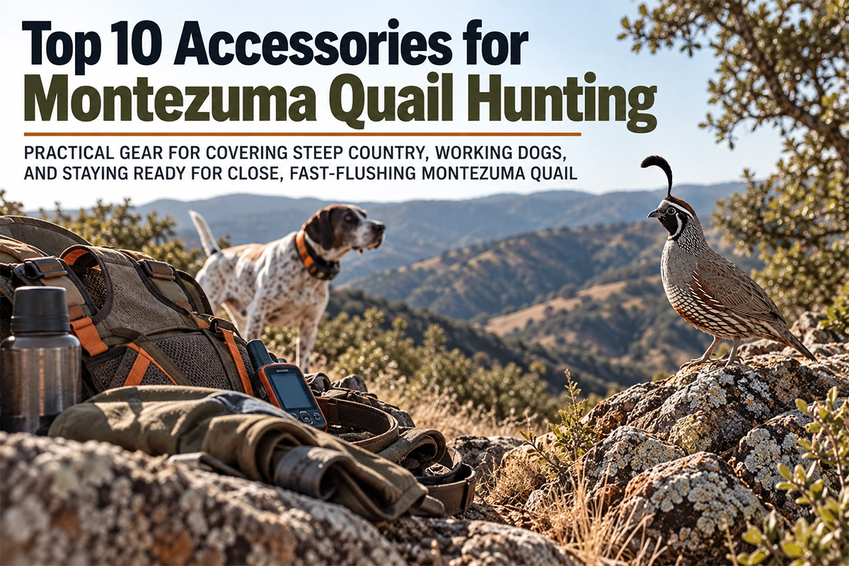 Montezuma quail hunting accessories for rugged oak-grassland upland country