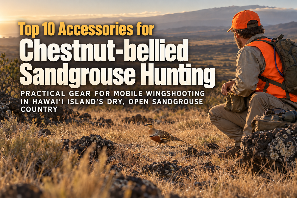 Chestnut-bellied Sandgrouse hunting accessories for dry open terrain on Hawaii Island